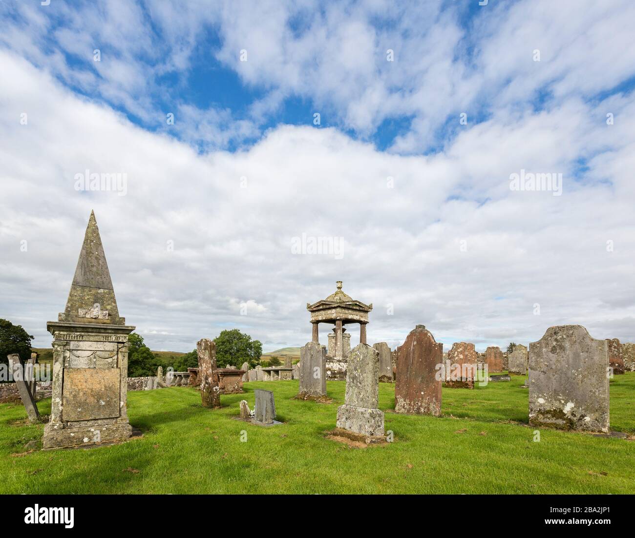 St. Martin's Kirchenhof, Byerholm, Castleton, Roxburghshire, Schottland Stockfoto