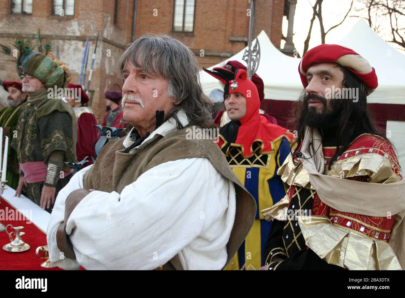 Mittelalterlichen Zeit Camarilla. Szene aus der Vergangenheit im Palast von Mogosoaia, Rumänien, neu erschaffen. Stockfoto