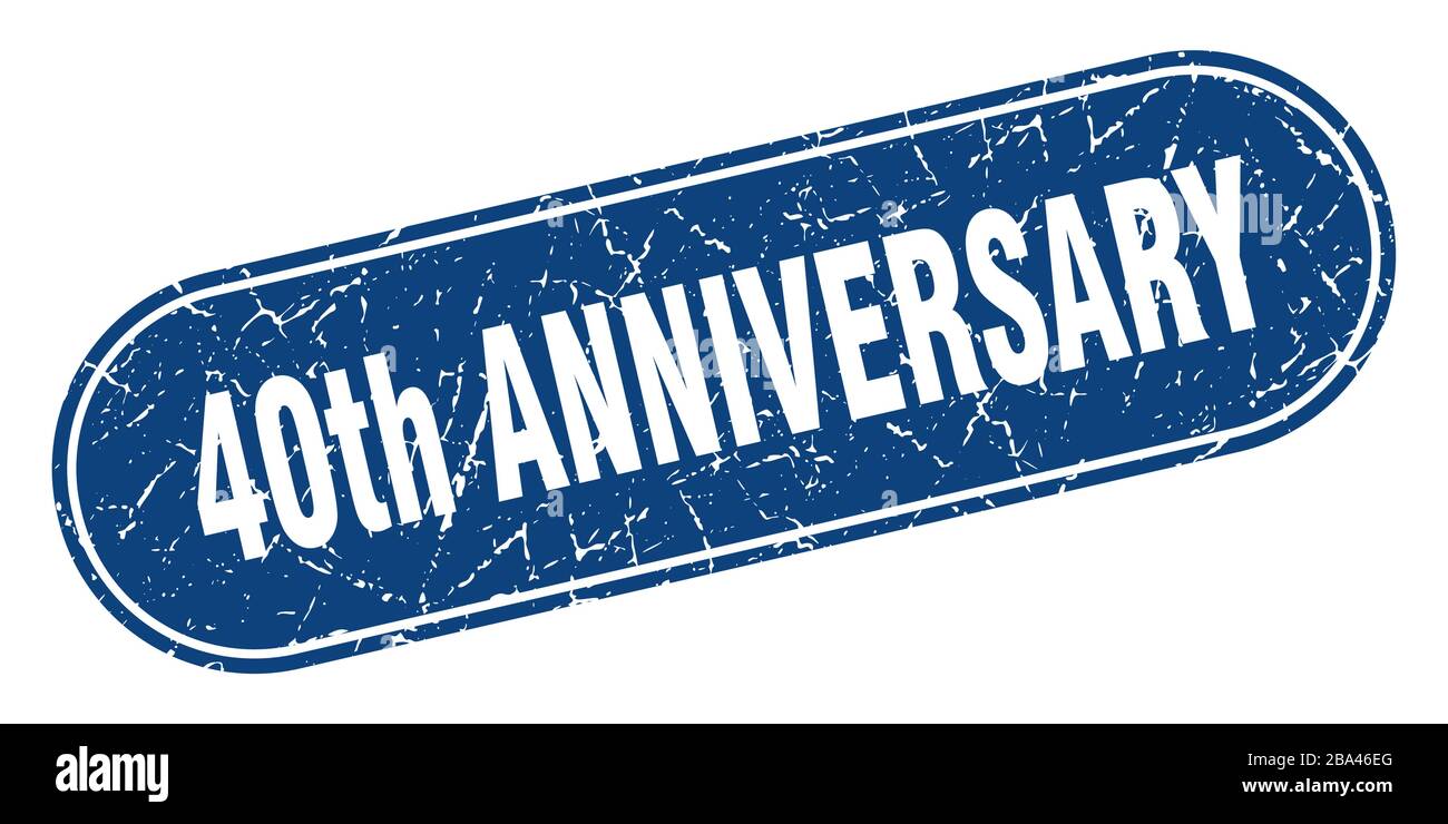 Schild zum 40. Jahrestag. 40-jähriges Jubiläum grunge blaue Briefmarke. Etikett Stock Vektor