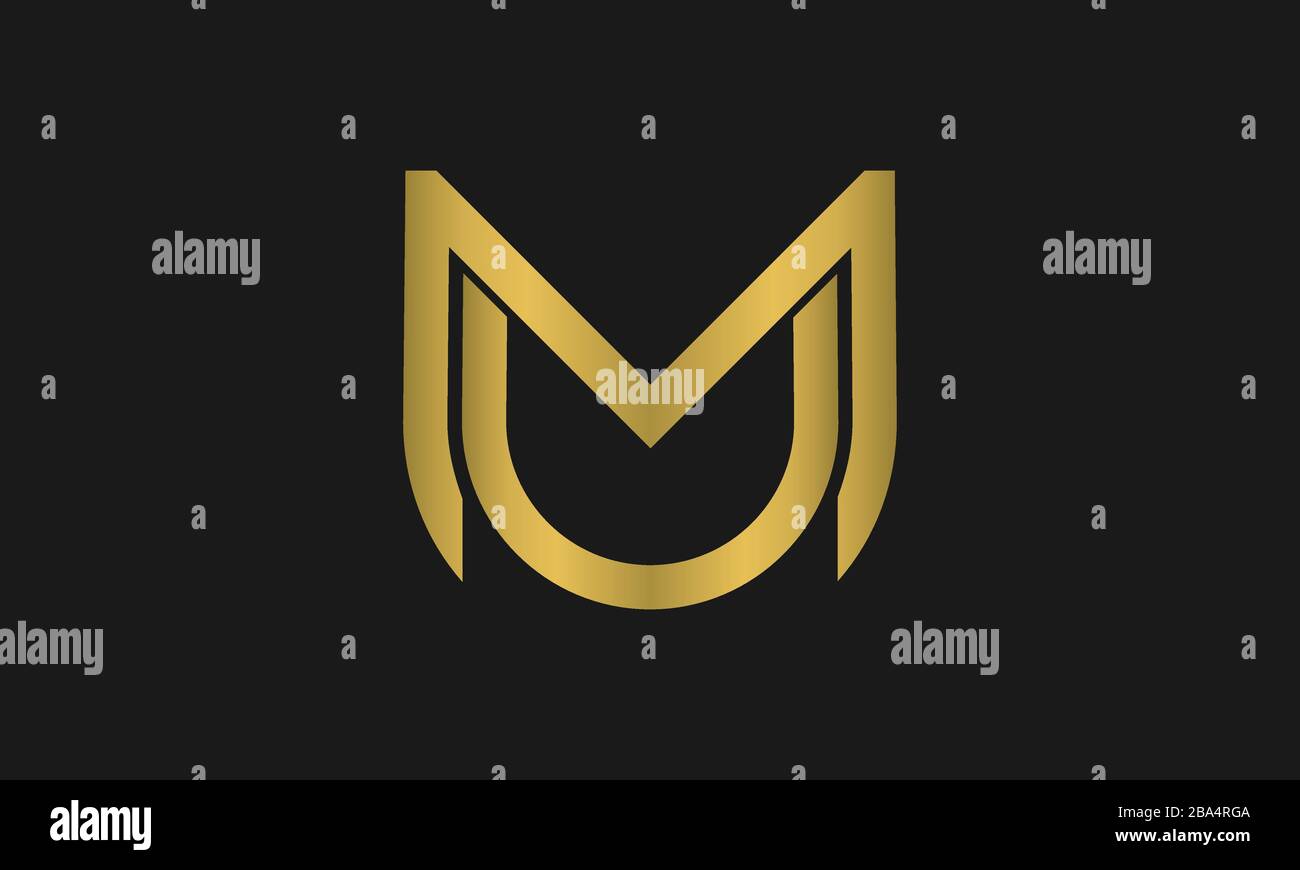 Buchstaben um, MU Monogramm und Schild Zeichen Kombination. Logo-Design mit Line Art-Design. Symbolisiert Zuverlässigkeit, Sicherheit, Leistung, Sicherheit. Stock Vektor