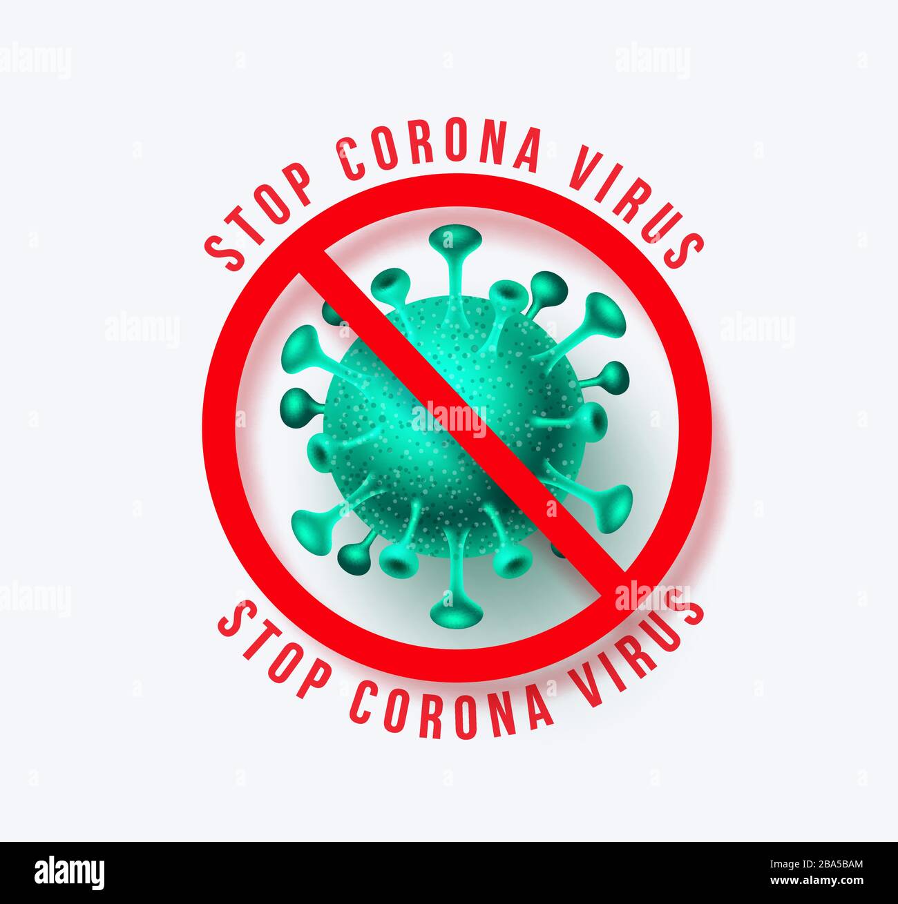 Corona Virenschutz Zeichen Vektor Banner Design. Stoppen Sie die neuartigen Corona-Virus-Text-Signage und die Kovid-19-Ausbruchssymbol des neuartigen Virus, der weiß isoliert ist Stock Vektor