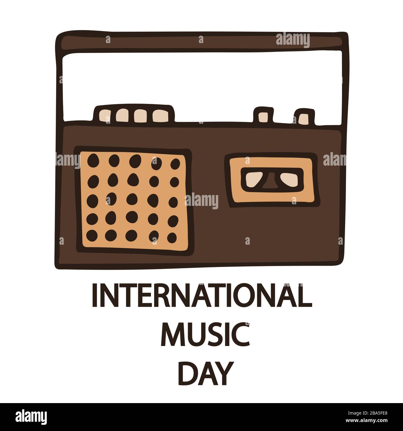 International Music Day isoliert auf weiß. Einfach zu bearbeitende Vektorvorlage für Typografie Poster, Flyer, Banner usw. Stock-Illustration Stock Vektor