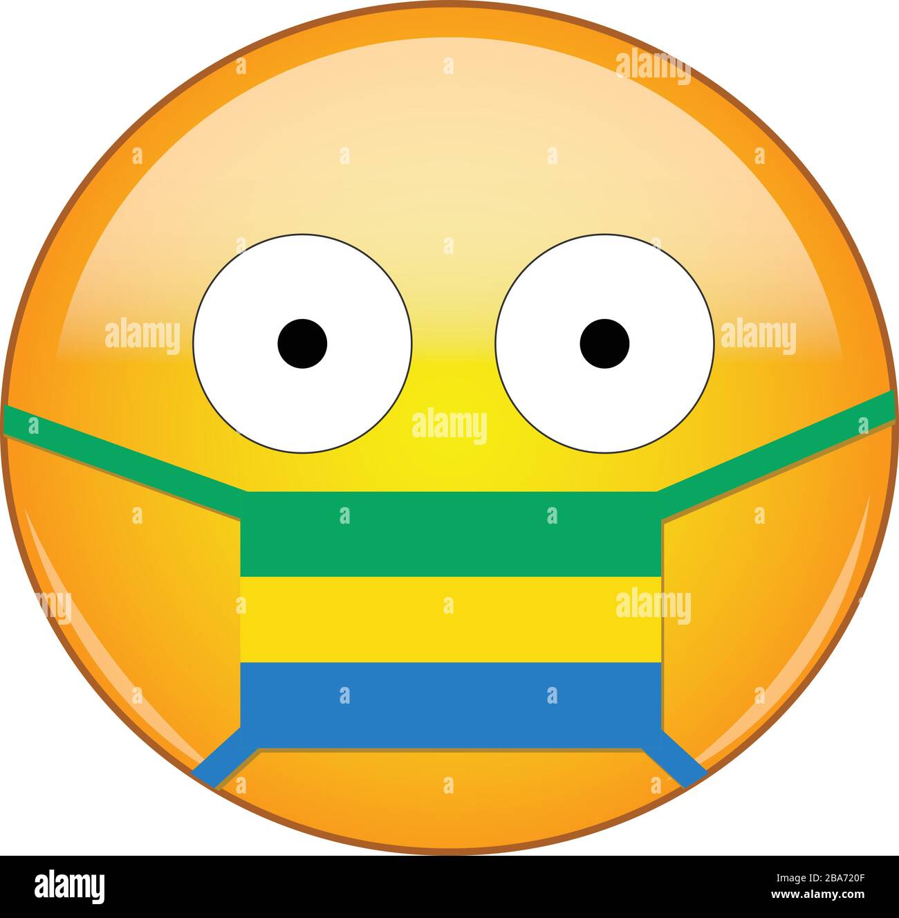 Gelb hat Angst vor Emoji in der medizinischen Maske Gabuns, die vor SARS, Coronavirus, Vogelgrippe und anderen Viren, Keimen und Bakterien und ansteckenden Krankheiten schützt Stock Vektor
