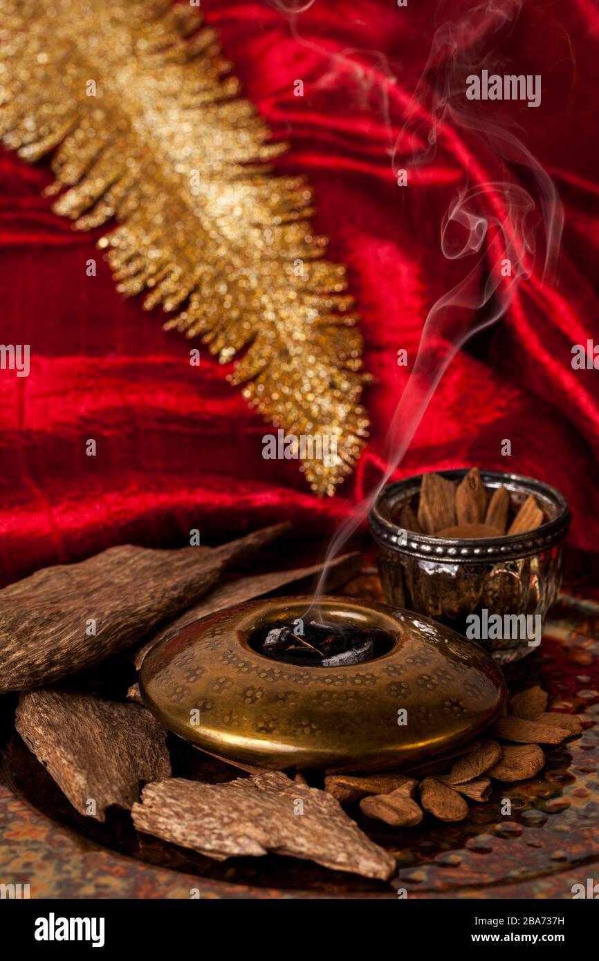 Agarwood, auch als aloeswood, Weihrauch Chips Stockfoto