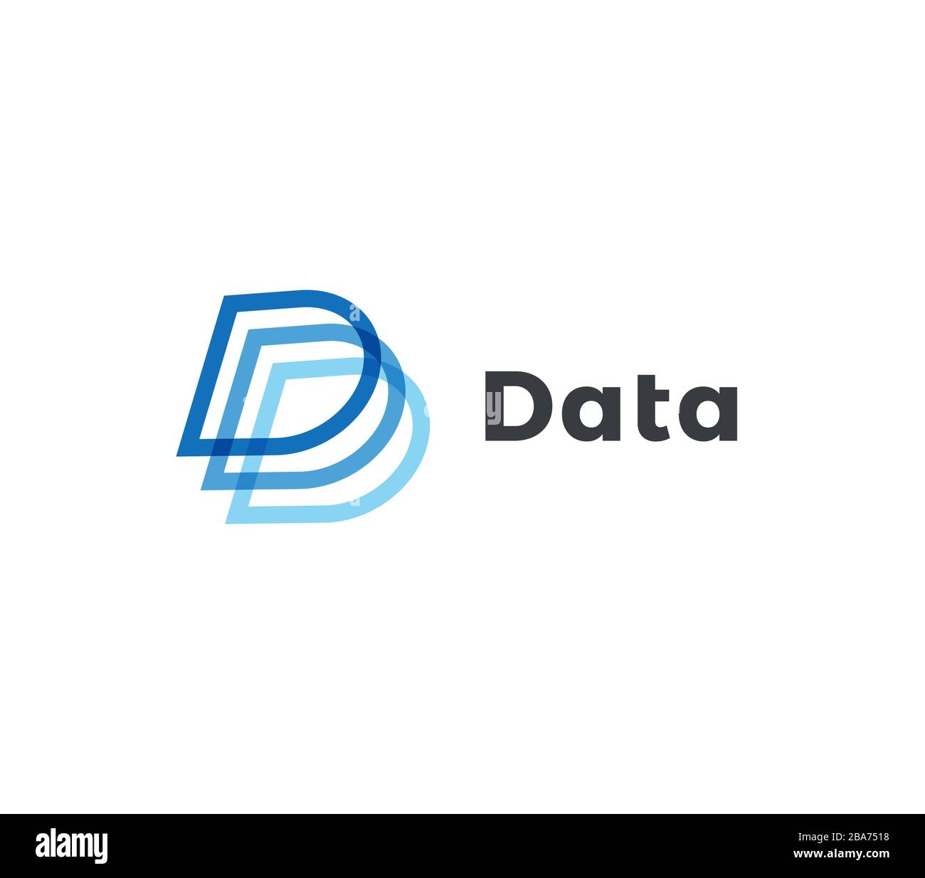 Abstrakter Buchstabe D, Logo mit blauen Linien. Big-Data-Basisvektor-Symbolvorlage, Datensortierung geometrische Symbole, Information Sortierung abstraktes Emblem Stock Vektor