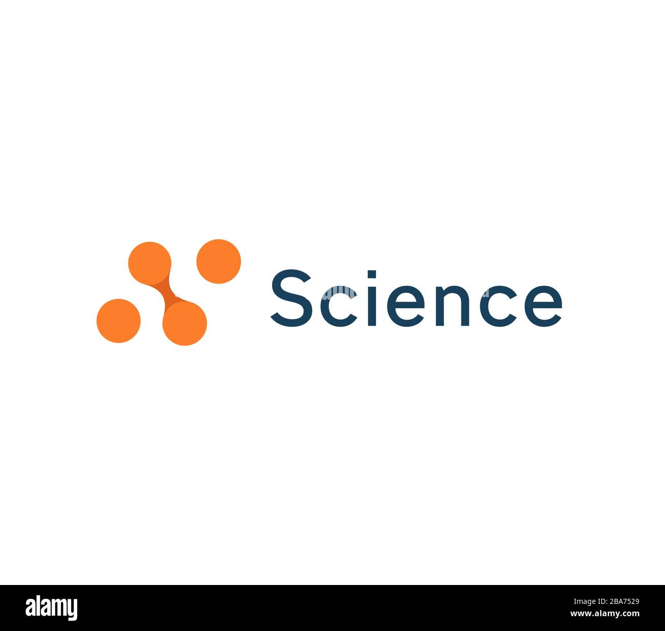Symbol für abstrakte Wissenschaft, orangefarbene Kreise, gestrichelte Logo-Vorlage. Minimales Emblemkonzept für Labor, Forschung und Diagnostikum. Vektorlogo. Stock Vektor