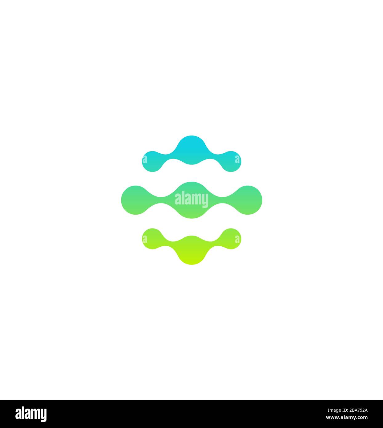 Abstraktes Molekül- oder Netzwerksymbol, grüne und blaue Verbindungskreise. Gestrichelte Logo-Vorlage, flaches abstraktes Emblem. Konzept Logotyp Design for Business Stock Vektor