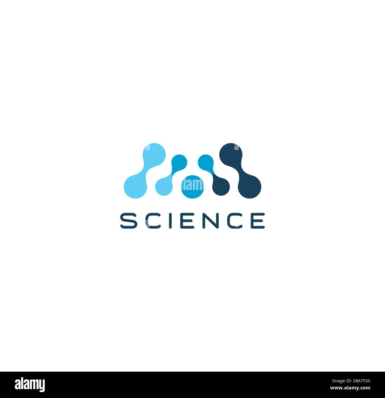 Abstraktes Wissenschaftssymbol, blauer Buchstabe M. gestrichelte Logo-Vorlage, flaches Konzept Logotyp Design für innovative Technologie Business, Medizin und Bildung Stock Vektor