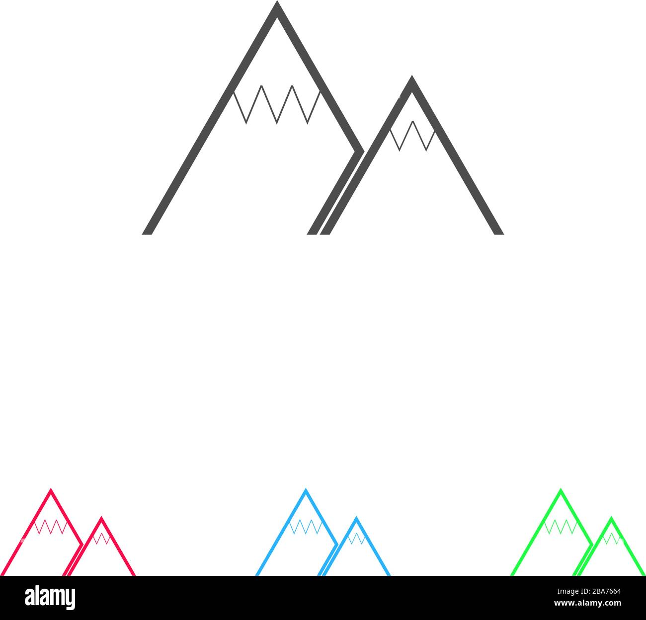 Bergsymbol flach. Farbpiktogramm auf weißem Hintergrund. Symbol für Vektorgrafiken und Bonussymbole Stock Vektor