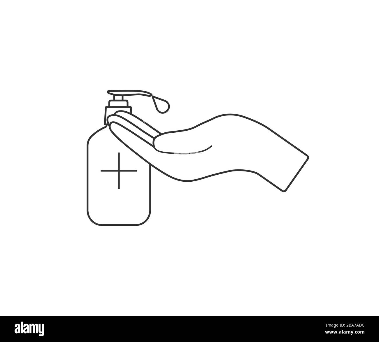 Hand, Symbol für Desinfektionsmittel. Vektorgrafiken, flaches Design. Stock Vektor