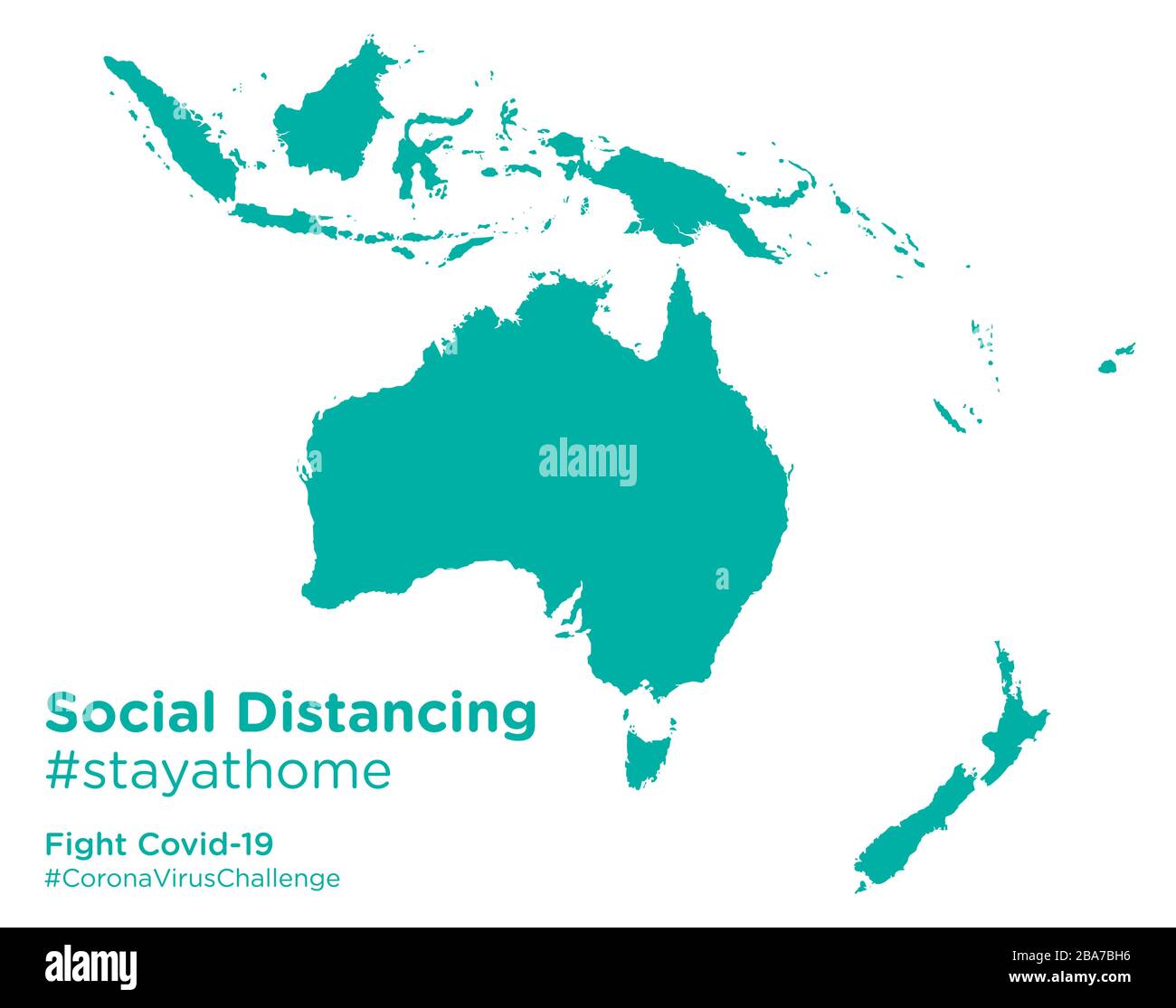Oceania Karte mit Social Distancing Stayathome Tag Stock Vektor