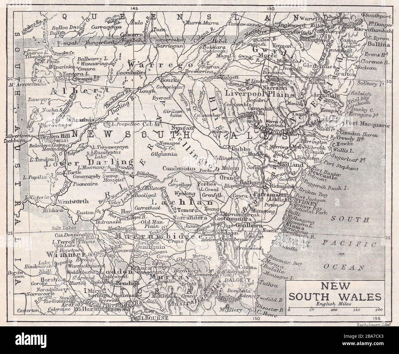 Karte von New South Wales, 1900er Jahre. Stockfoto