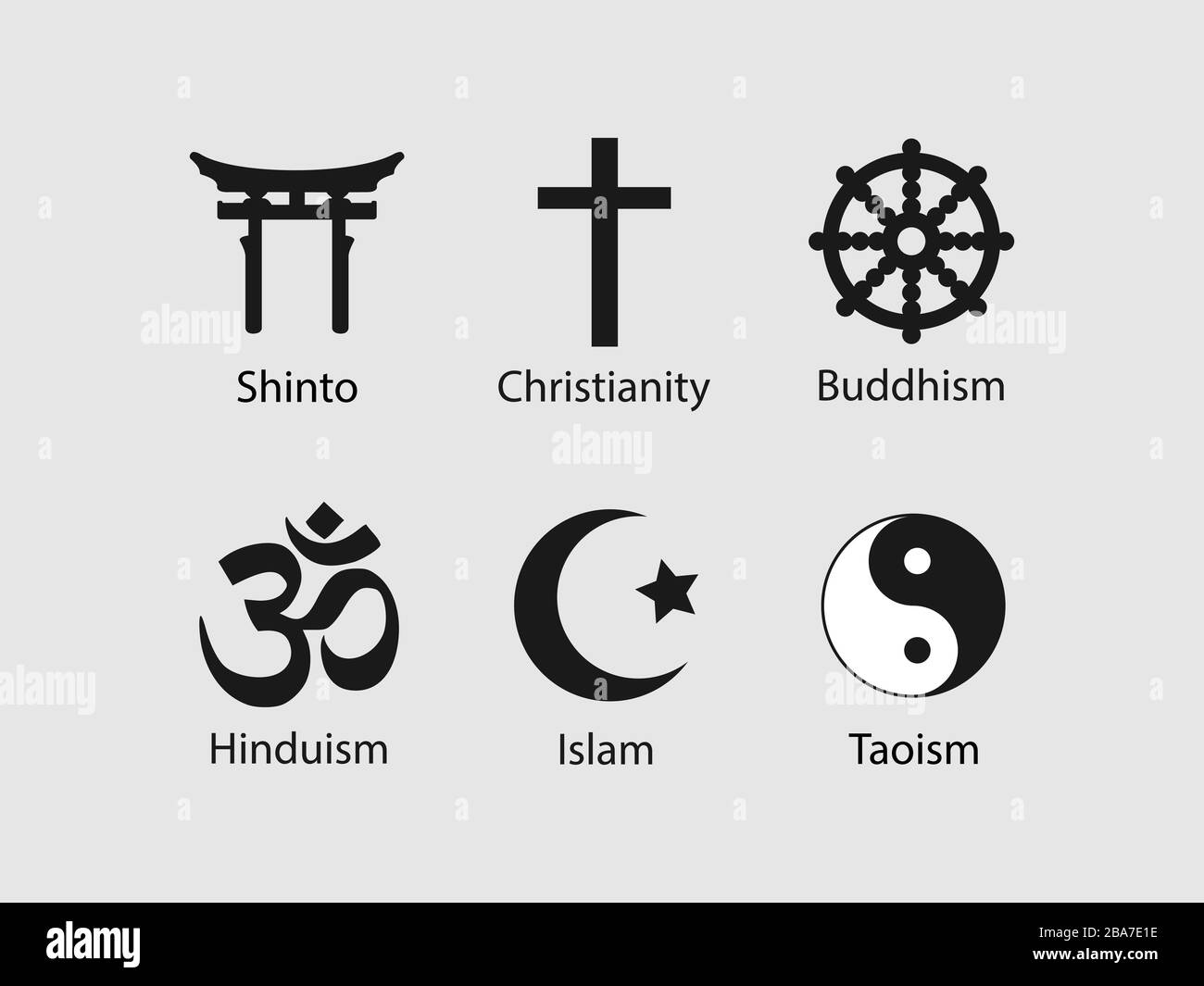Symbol für religiöse Symbole festgelegt. Vektorgrafiken, flaches Design. Stock Vektor