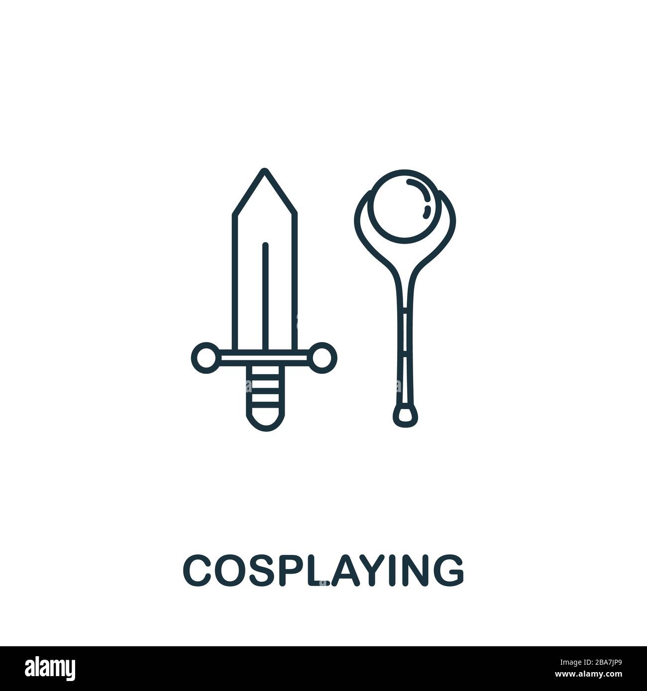 Cospplaying Icon aus der Hobbys Kollektion. Einfaches Kossymbol für Linienelemente für Vorlagen, Webdesign und Infografiken Stockfoto Cospplaying Icon aus der Hobbys Kollektion. Einfaches Kossymbol für Linienelemente für Vorlagen, Webdesign und Infografiken Stockfoto