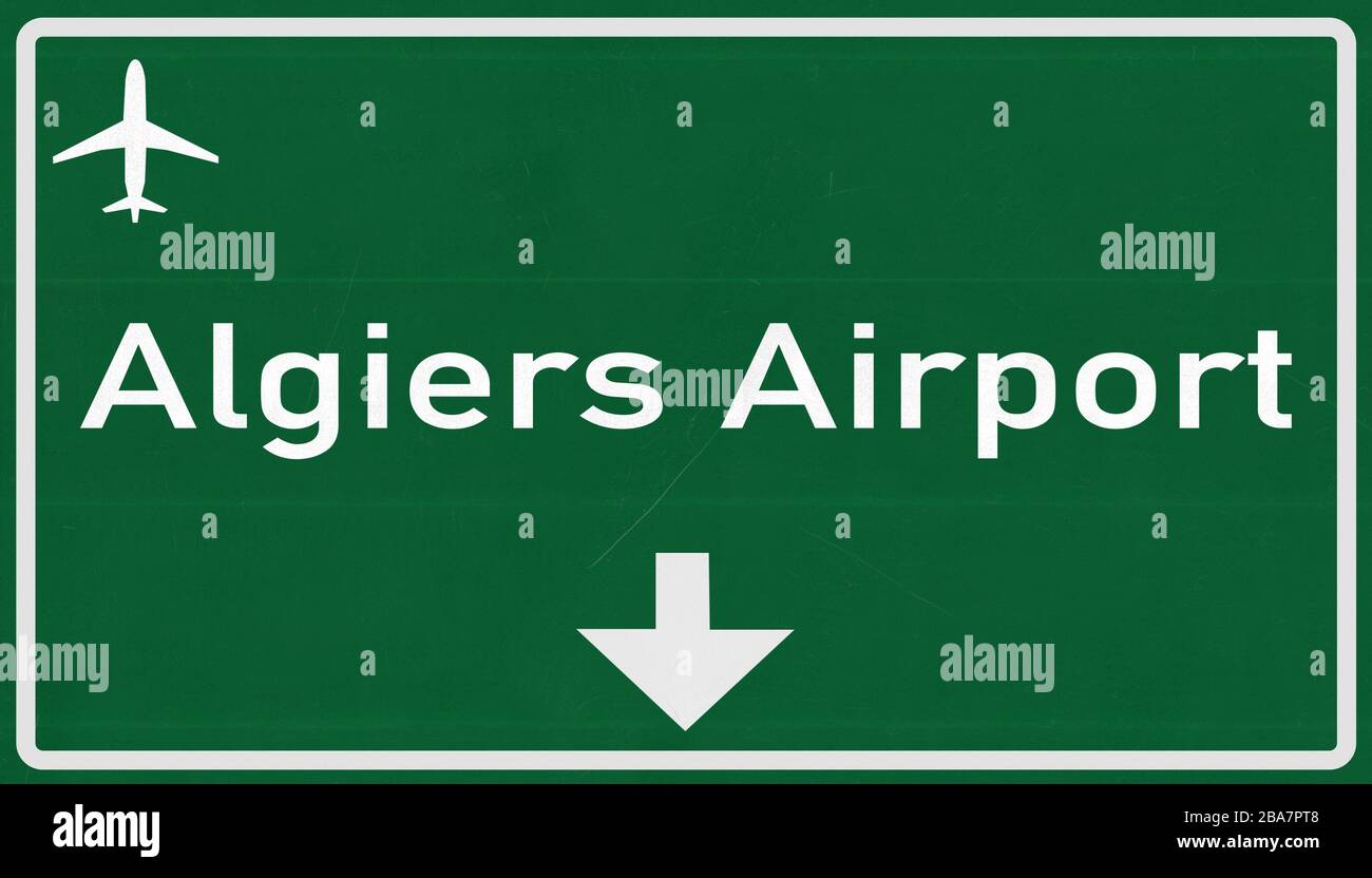 Algier Algerien Airport Highway Schild 2D Illustration Stockfoto