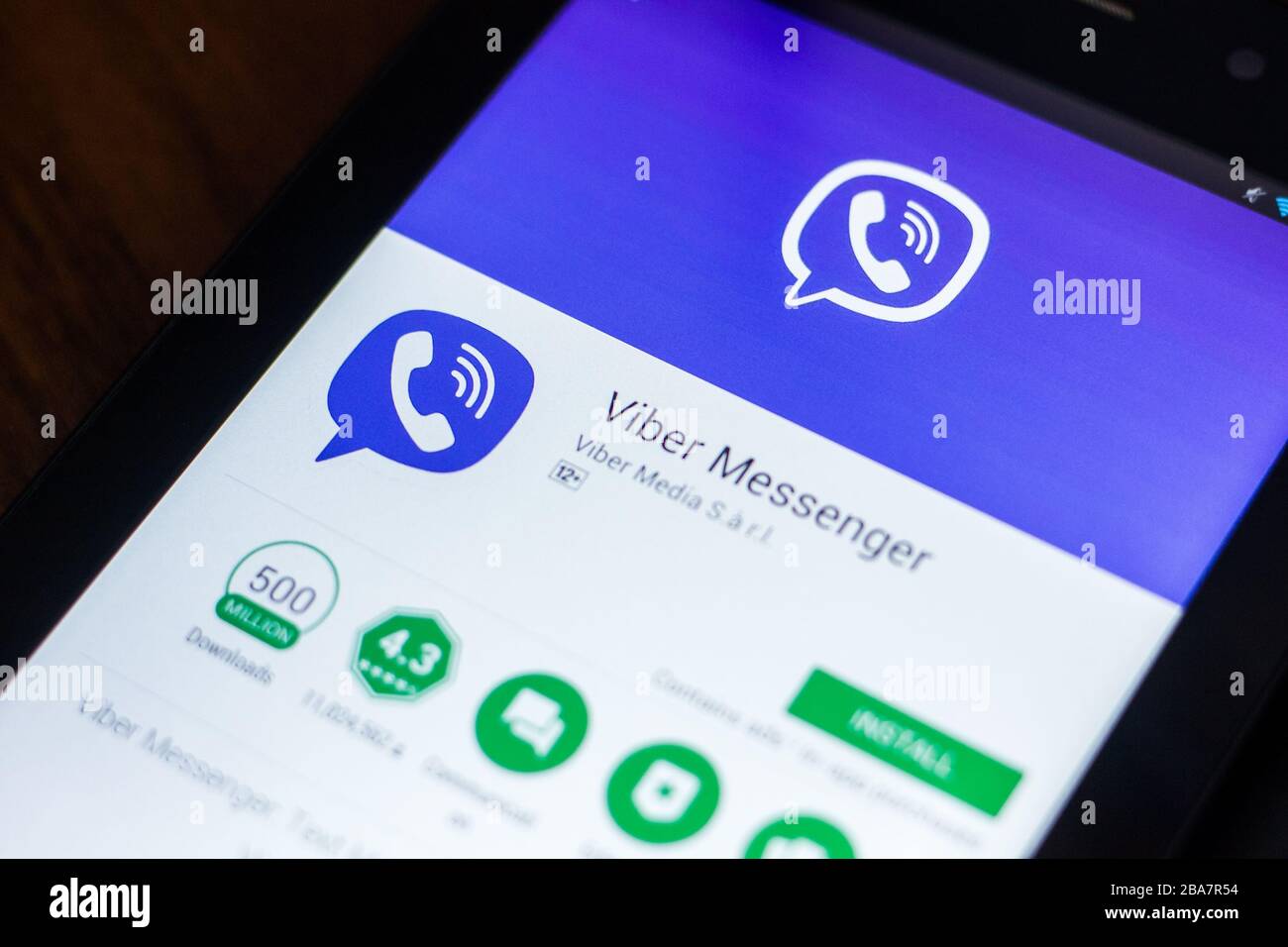 Ryazan, Russland - 21. März 2018 - Viber Messenger mobile App auf dem Display des Tablet-PCs Stockfoto