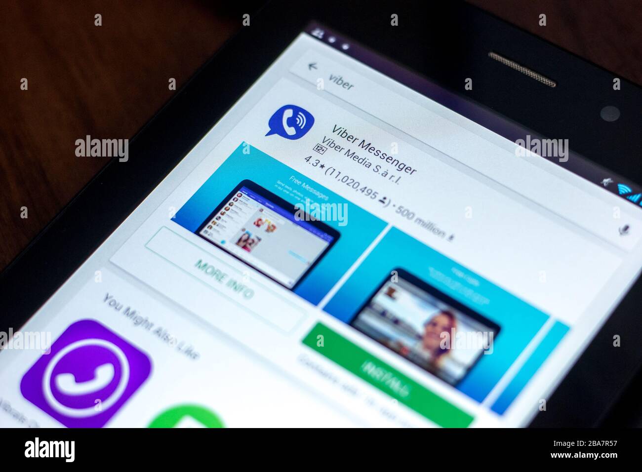 Ryazan, Russland - 21. März 2018 - Viber Messenger in der Liste der mobilen Apps Stockfoto