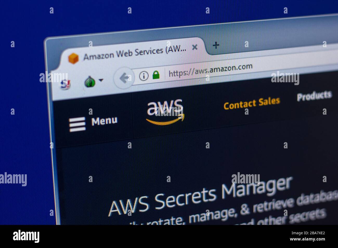 Ryazan, Russland - 16. April 2018 - Homepage von Amazon Web Services - AWS-Website auf dem Display des PCs Stockfoto