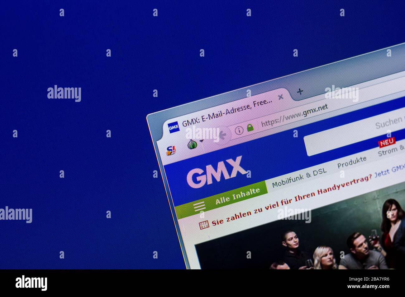 Ryazan, Russland - 16. April 2018 - Homepage der GMX-Website auf der Anzeige von PC, url - gmx.net Stockfoto