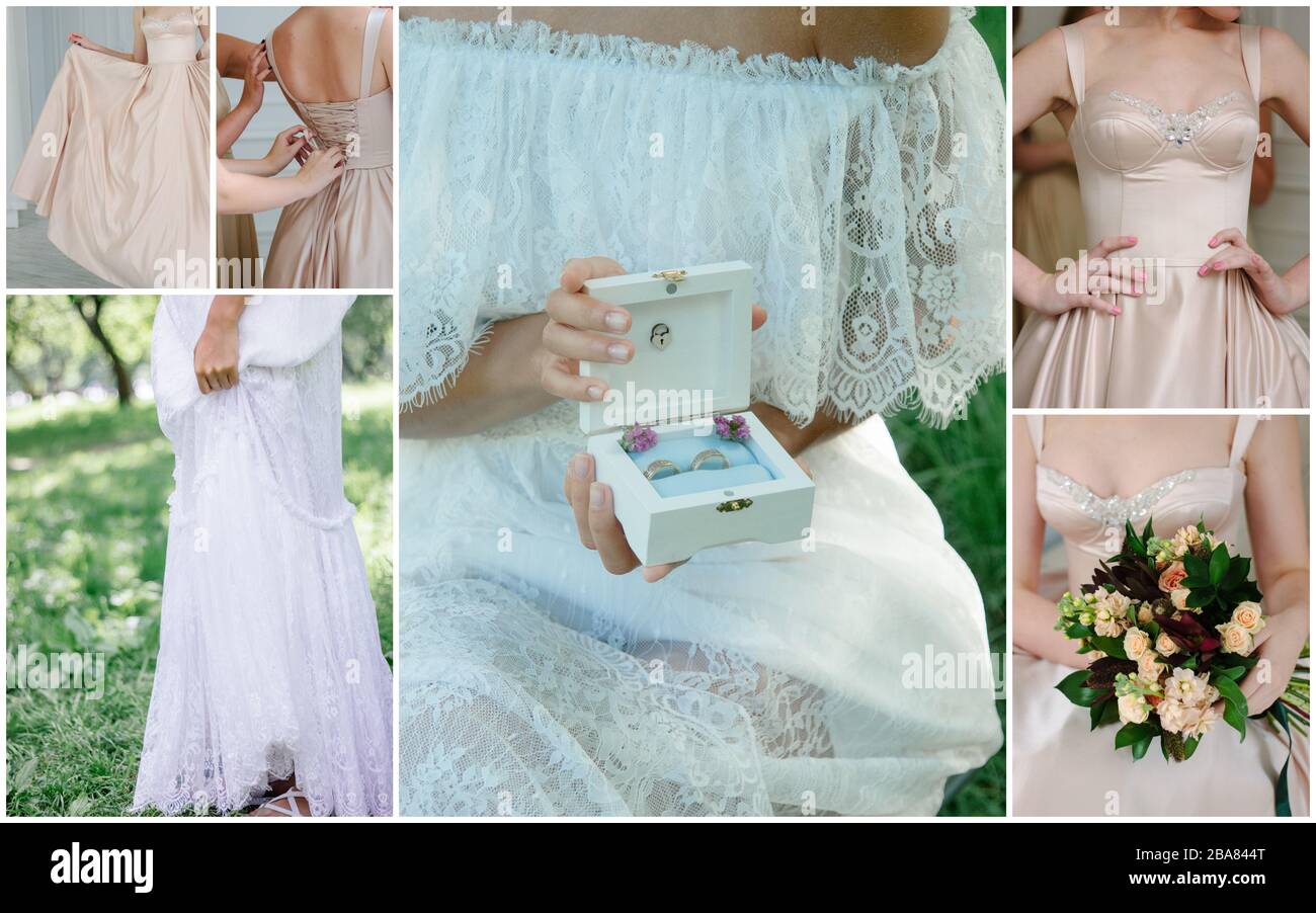 Vintage Hochzeit Kleider Collage. Bilder von historischen Gowns  Stockfotografie - Alamy