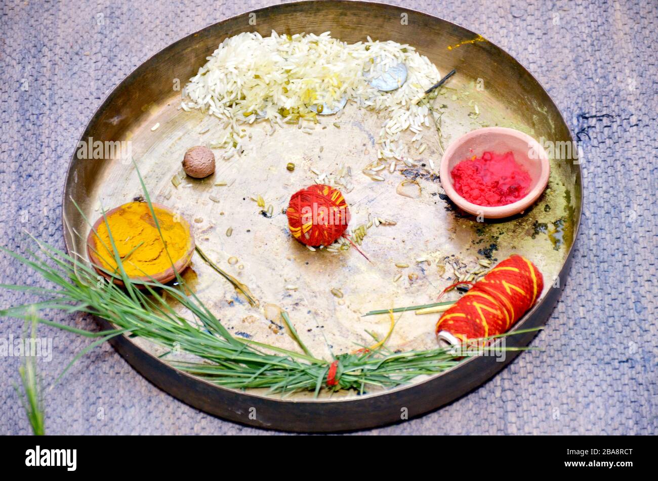 Tel Baan Ritual, haldi Zeremonie im indischen Wedding Stockfoto