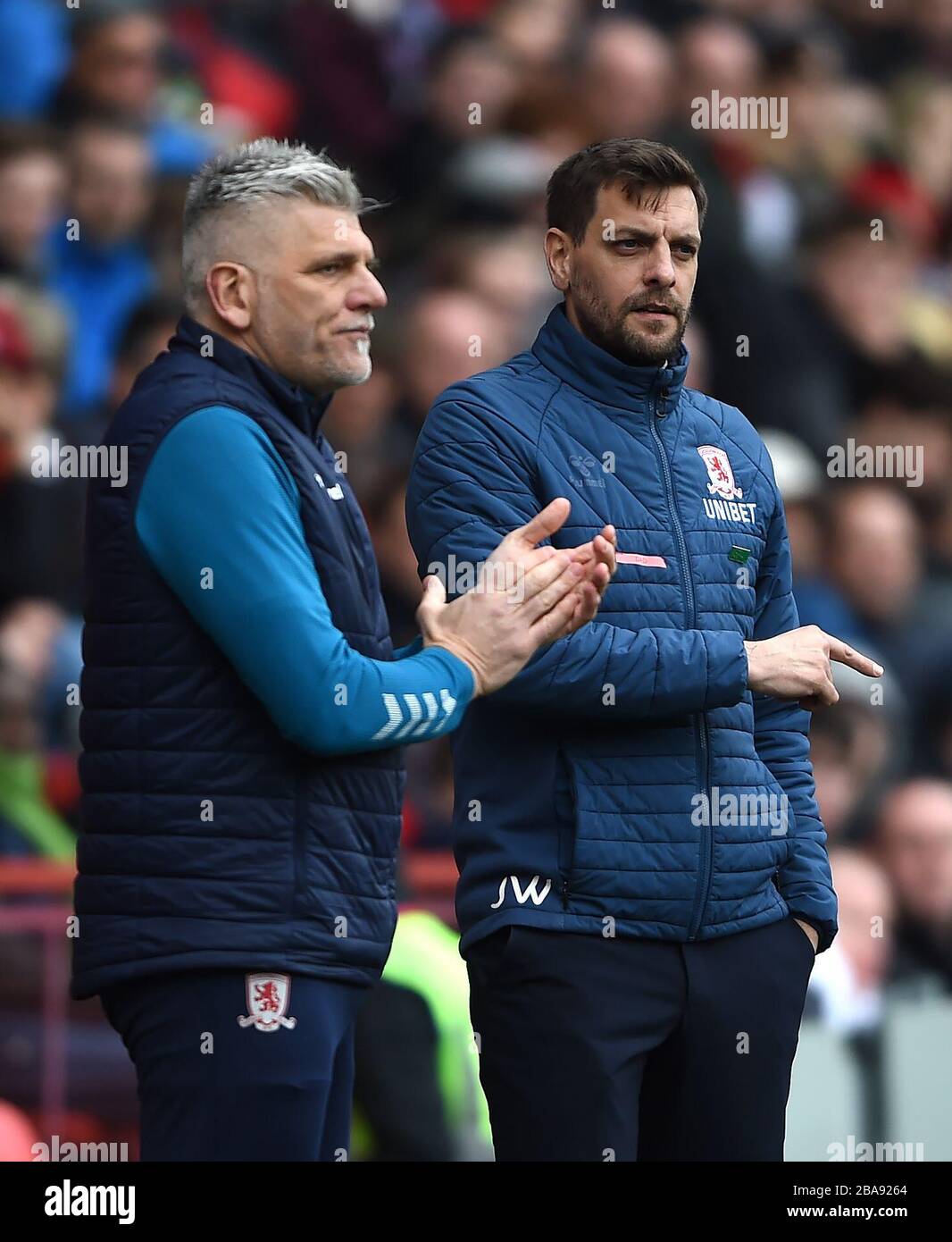 Middlesbrough Manager Jonathan Woodgate (rechts) Stockfoto