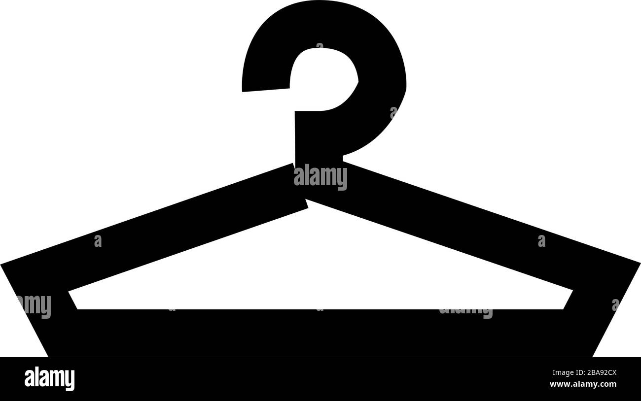 Symbol für Handshänger Glyph-Symbol für Kleidung. Innenschild. Bügel Silhouette. Shop, Schaufenster. Auf weißem Hintergrund isoliertes Kleidungslogo. Schwarzes Umhang für Grafikelement. Stock Vektor