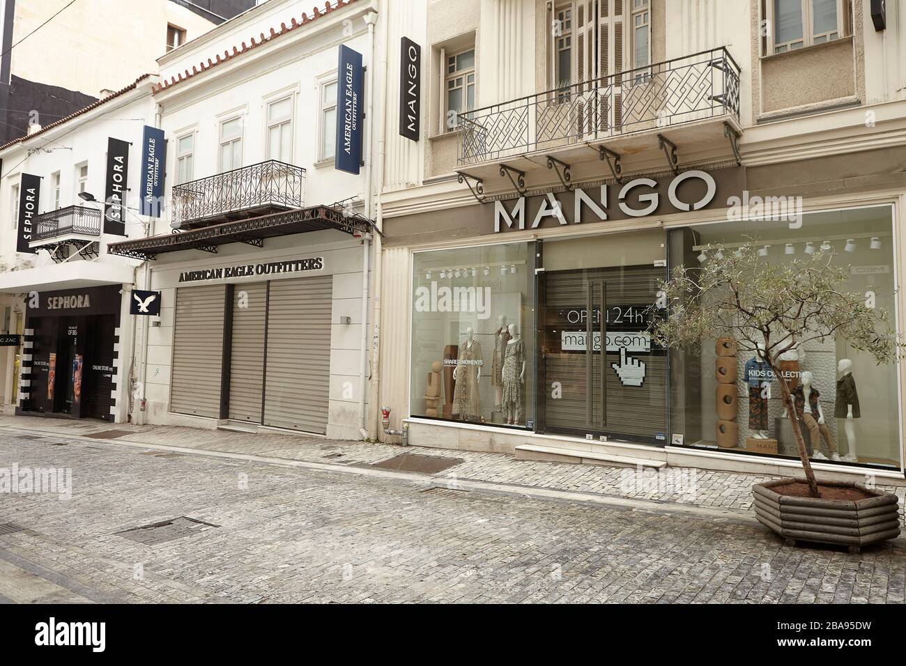 Mango Shop, geschlossen, Coronavirus Stockfoto