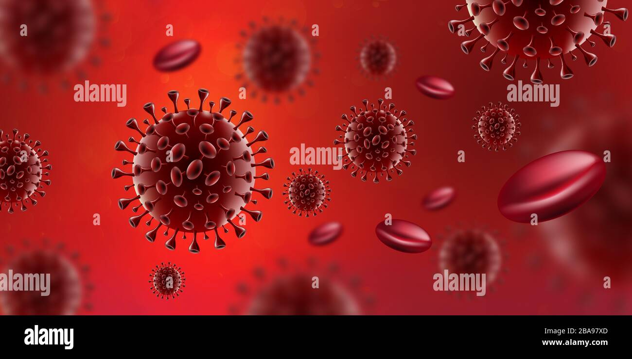 Covid-19 Coronavirus Virus in rotem Blut Stockfoto