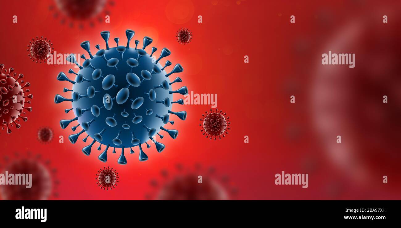 Covid-19 Coronavirus Virus in rotem Blut Stockfoto