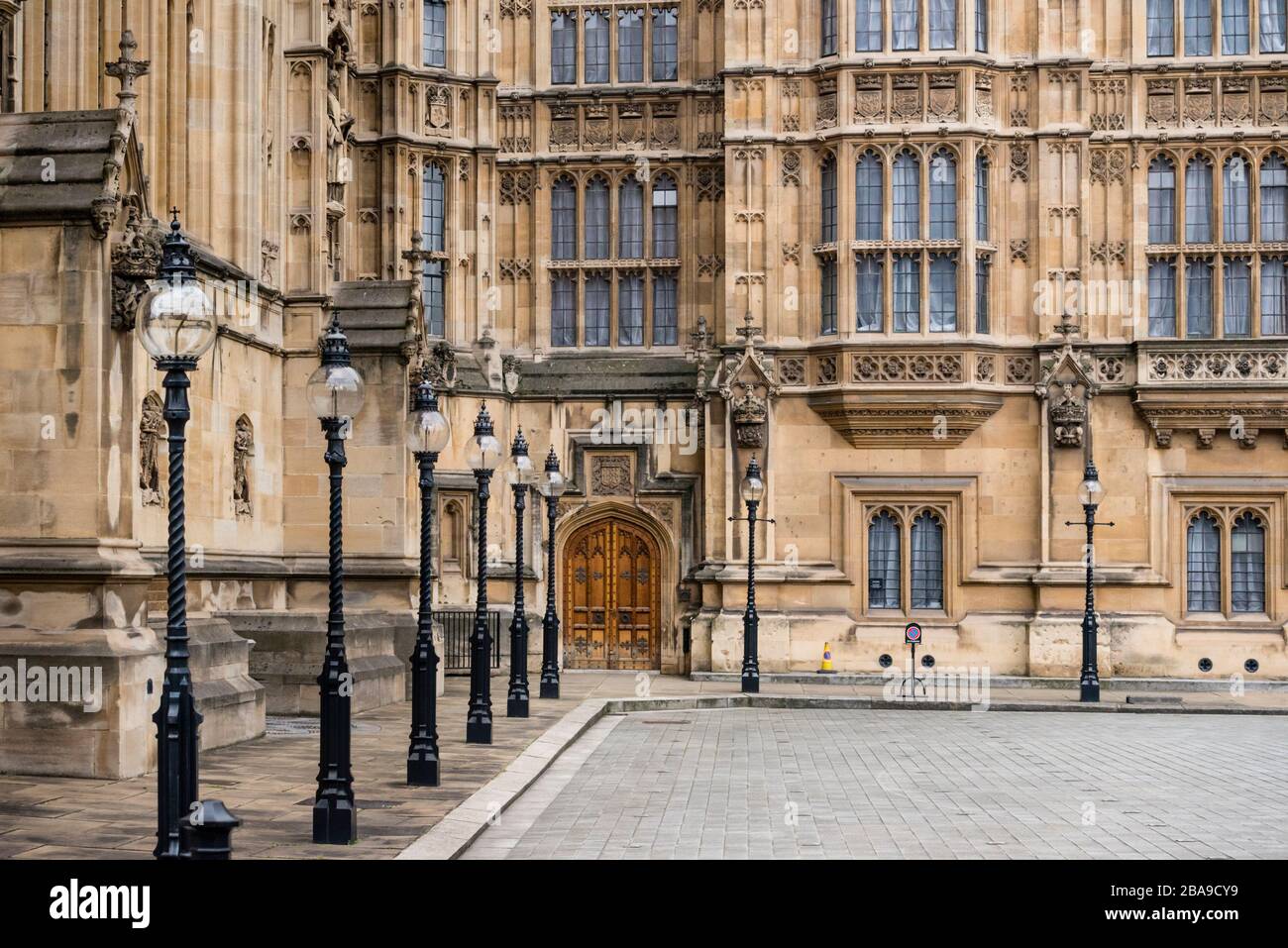 Architektonische Details des Palace of Westminster, London, Großbritannien Stockfoto