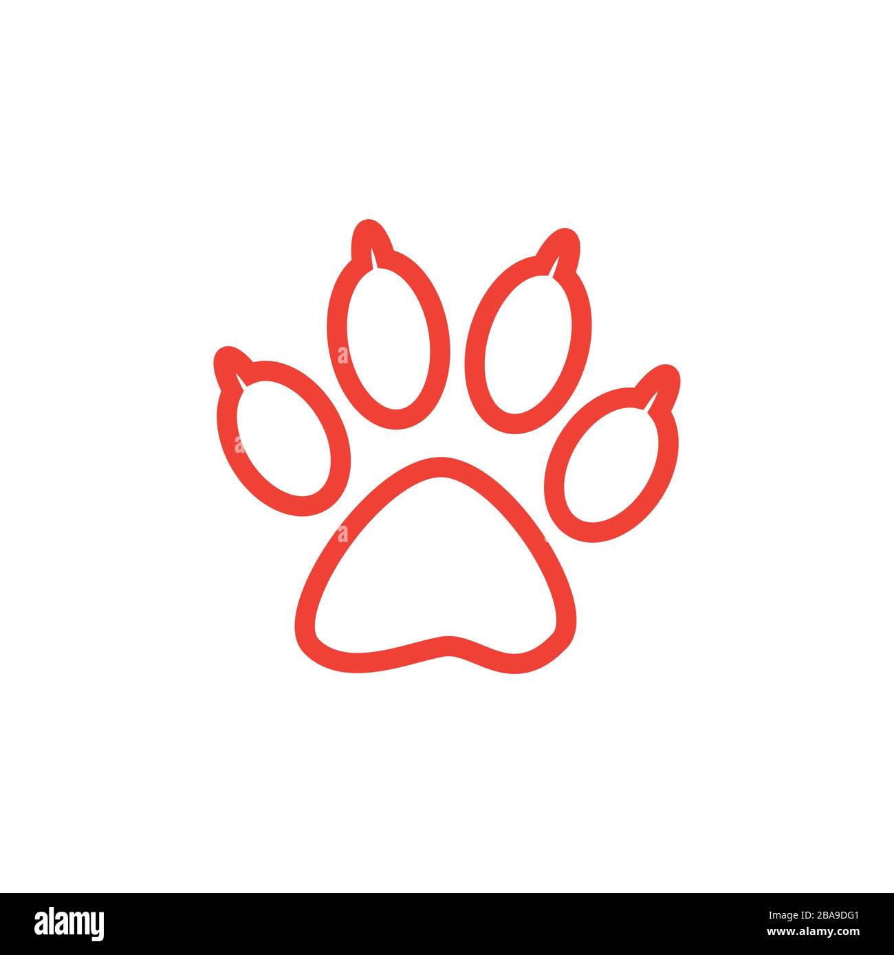 Rotes Paw-Symbol Auf Weißem Hintergrund. Rote Vektor-Grafik Mit Flacher Form. Stock Vektor