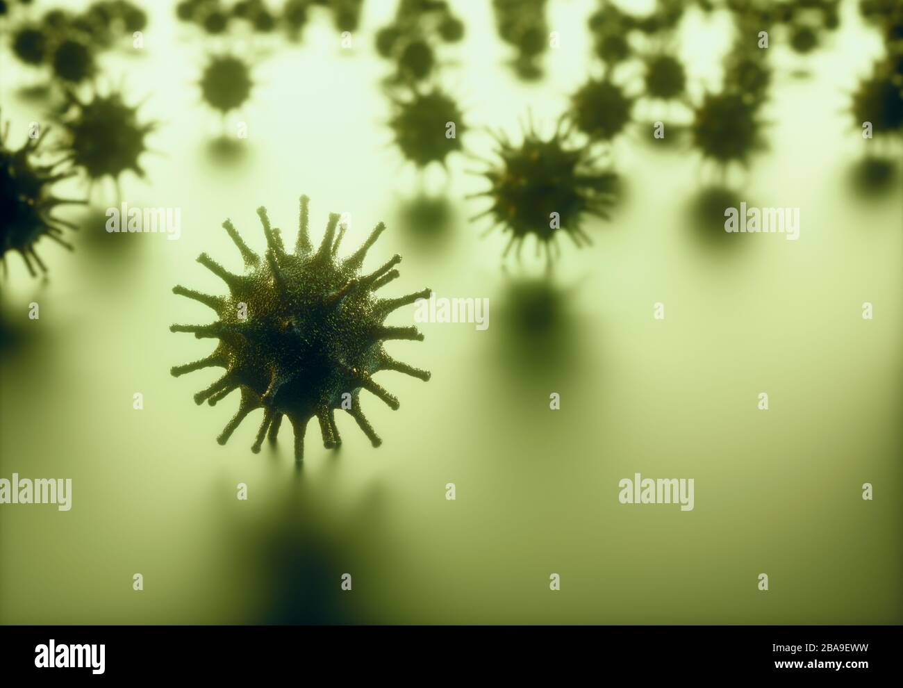 Virale Struktur. Das virale Teilchen besteht aus einem Nukleinsäurekern (DNA oder RNA), der von einem Proteinmantel umgeben ist. Konzeptioneller Veranschaulichungsvirus. 3D i. Stockfoto
