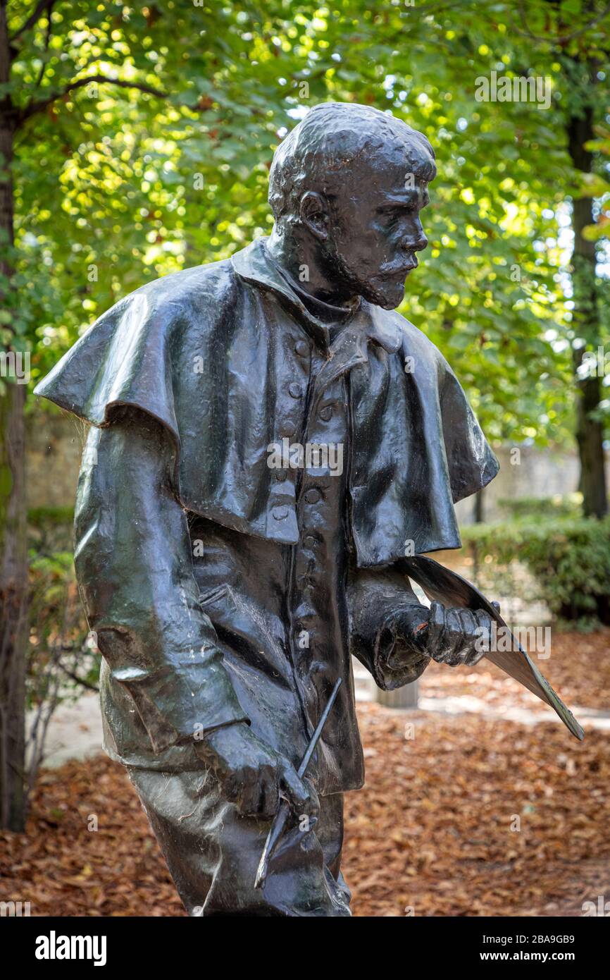 Augustre-Rodin-Skulptur des Malers Jules-Bastien-Lepage im Garten von Musee Rodin, Paris, Ile-de-France, Frankreich Stockfoto