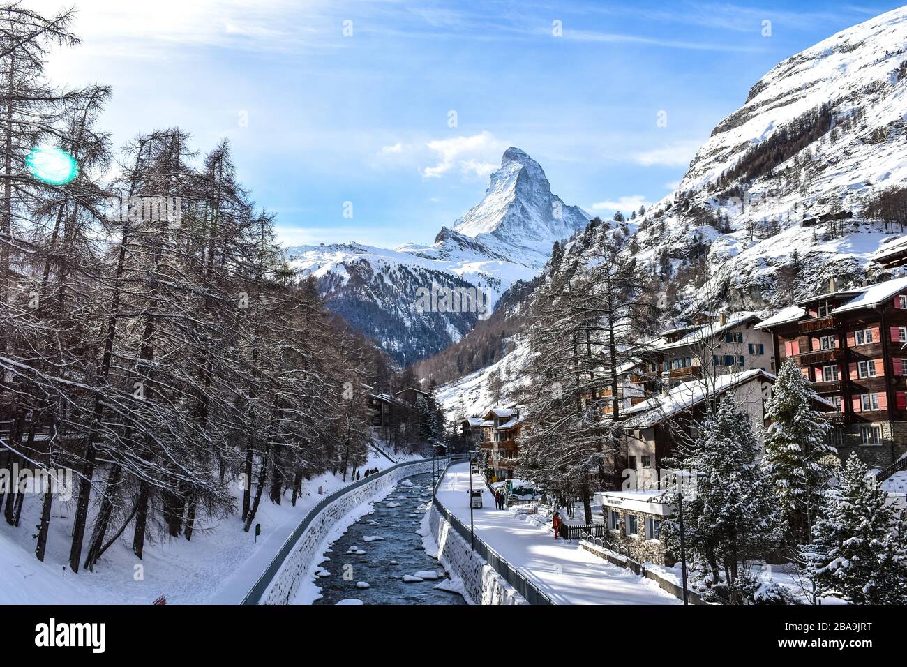 Der Blick auf das Matterhorn von Zermatt Stockfoto