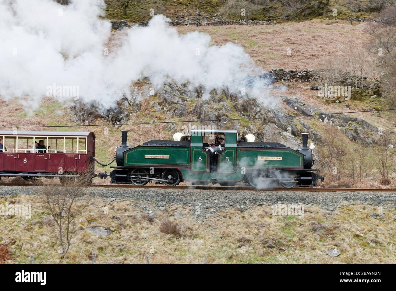 Die Ffestiniog-Bahn bei Blaau Ffestiniog Stockfoto