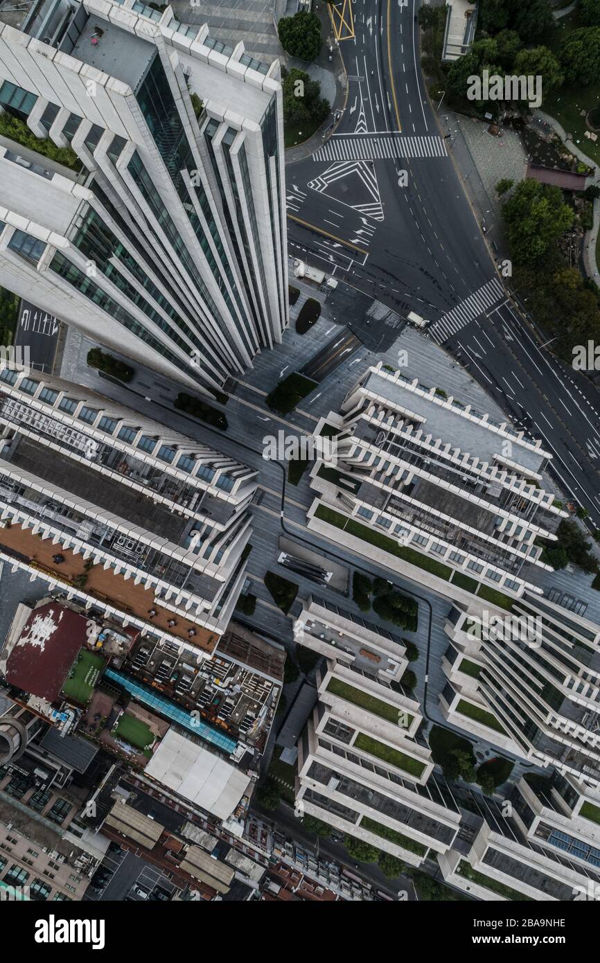 Luftaufnahme eines Geschäftsbereichs in der Stadt Shanghai Stockfoto