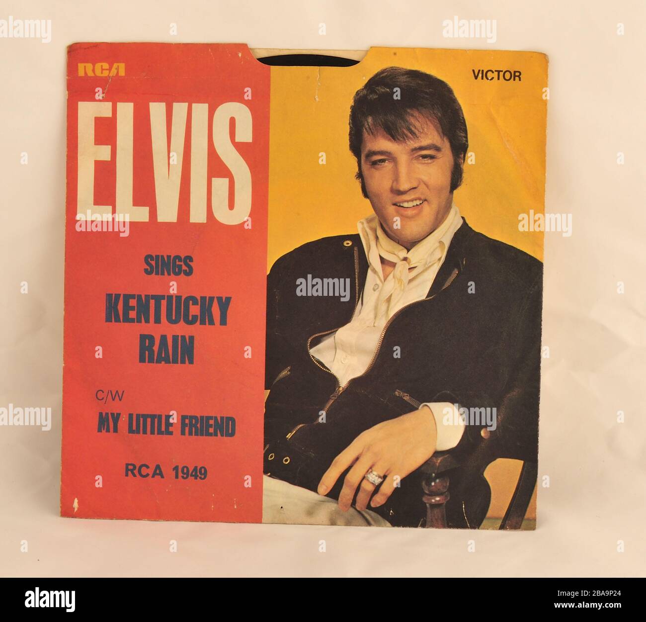 Standardausgabe Elvis Presley Picture Sleeve für 1969 und 1970 für die Single "Kentucky Rain" Stockfoto