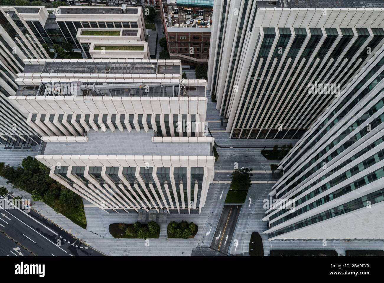 Luftaufnahme eines Geschäftsbereichs in der Stadt Shanghai Stockfoto