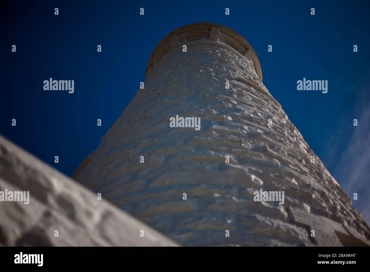 Ein Blick auf den Turm des Cape Leeuwin Leuchtturms, Westaustralien. Stockfoto