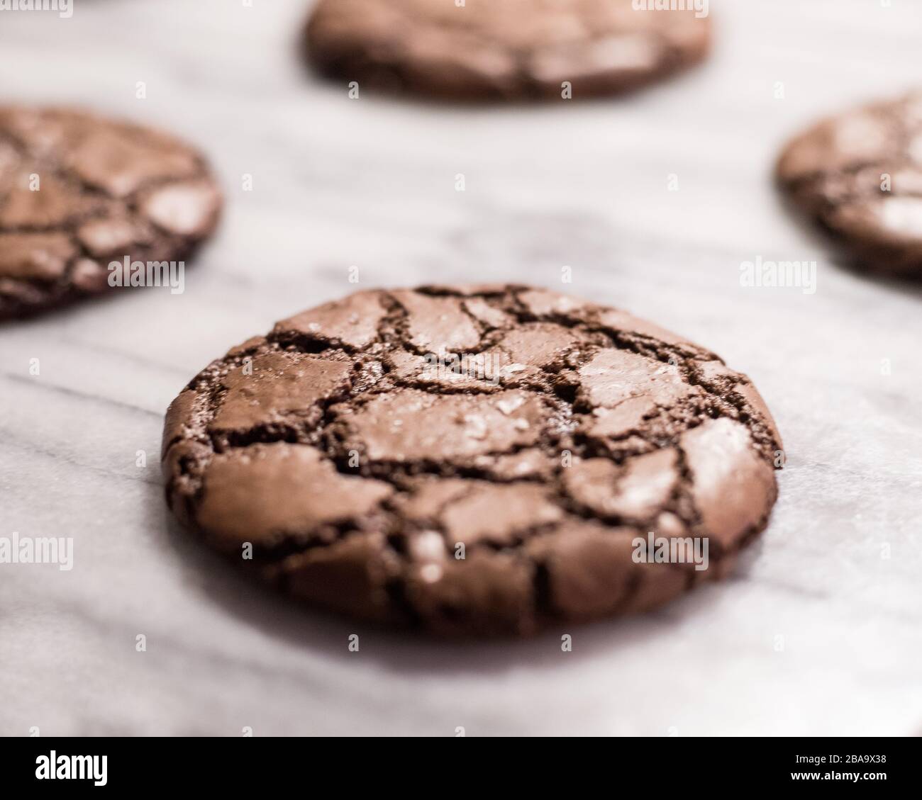 Gesalzene Schokolade Brownie Crinkle Cookies Stockfoto