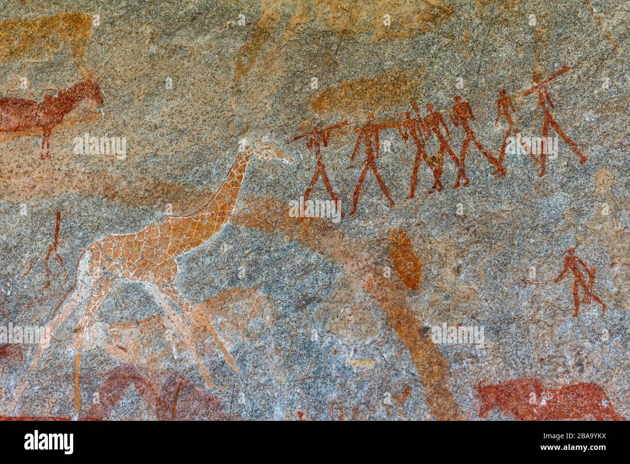 San-Rockkunst im Inanke Cave Matobo National Park Zimbabwe Stockfoto