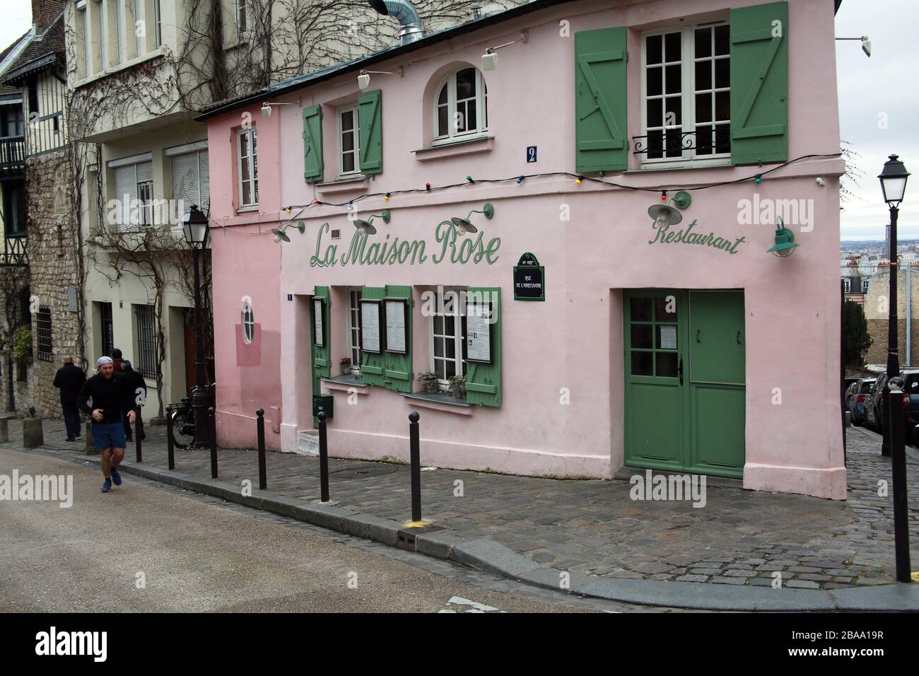 La Maison Rose, Montmartre, Paris, Frankreich Stockfoto