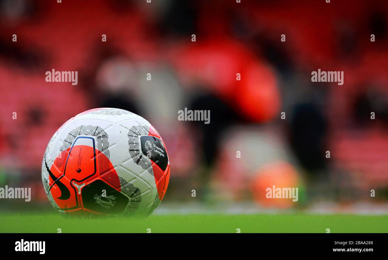 Eine allgemeine Ansicht des neuen Nike Merlin Tunnel Vision Premier League Fußballs Stockfoto