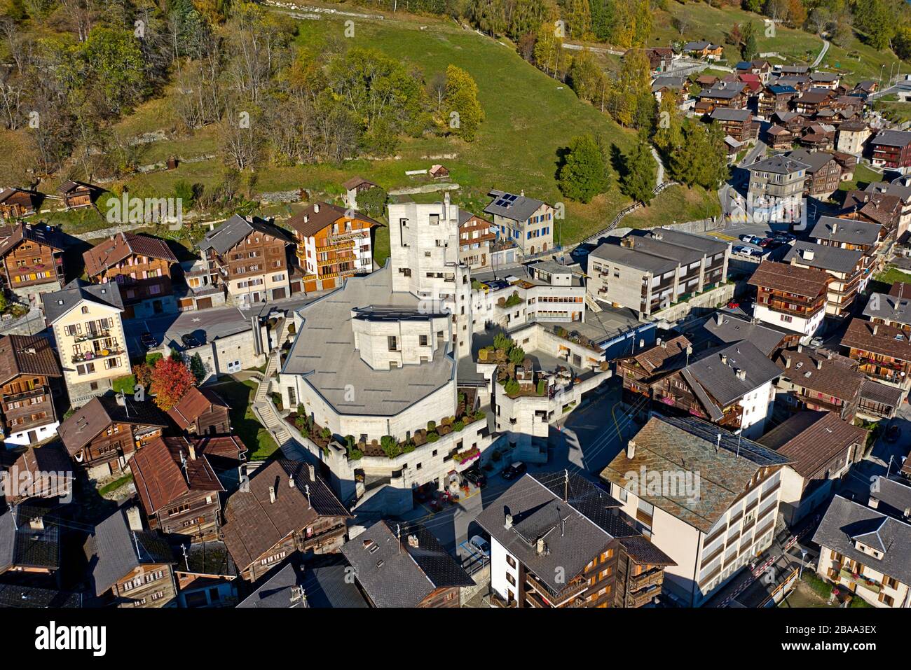 St. Nicolas Kirche, Heremence, Wallis, Schweiz Stockfoto