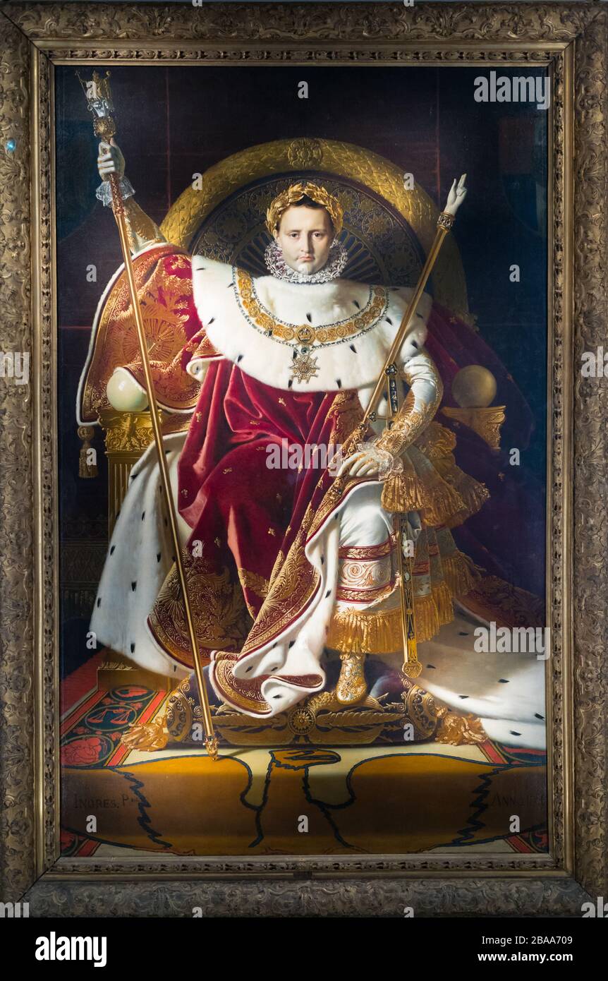 Napoleon I. auf seinem Kaiserthron Stockfoto