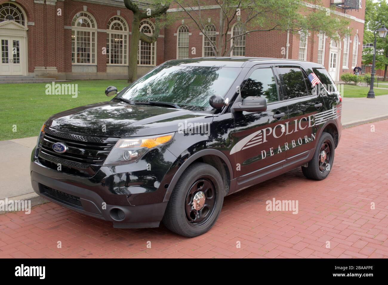 Fahrzeug der Dearborner Polizeibehörde vor dem Henry Ford Museum, Dearborn, Michigan, USA Stockfoto