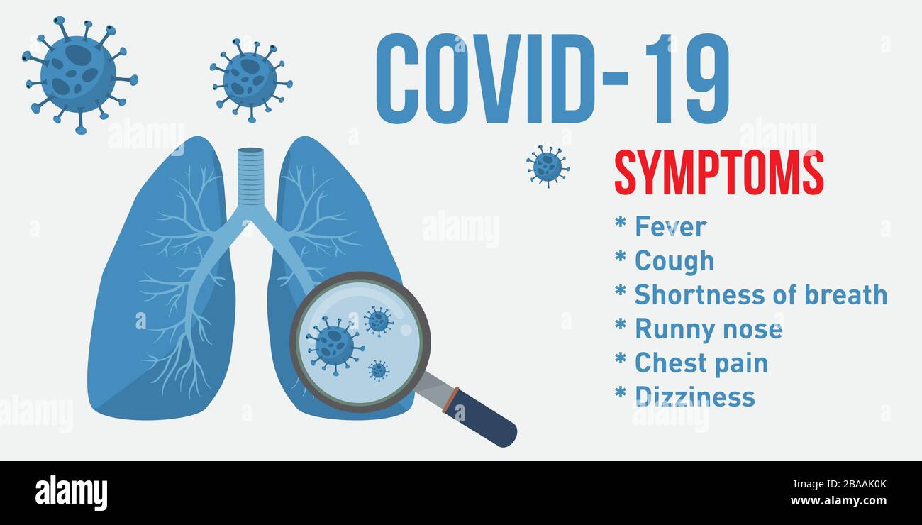 Abbildung COVID 19 - Symptome des Virus - Vektor Stock Vektor