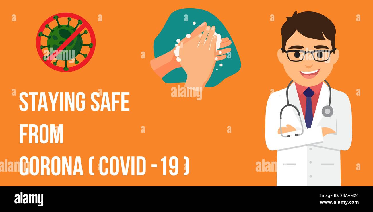 Abbildung: COVID 19 - Schutz vor Corona-Viren - Vektor Stock Vektor