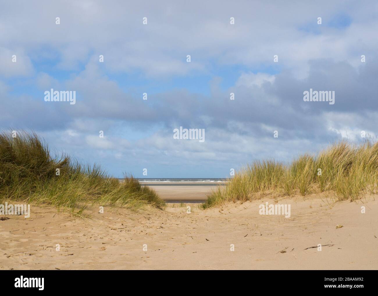Lücke in den Sanddünen, Wells-next-the-Sea, Norfolk, Großbritannien Stockfoto